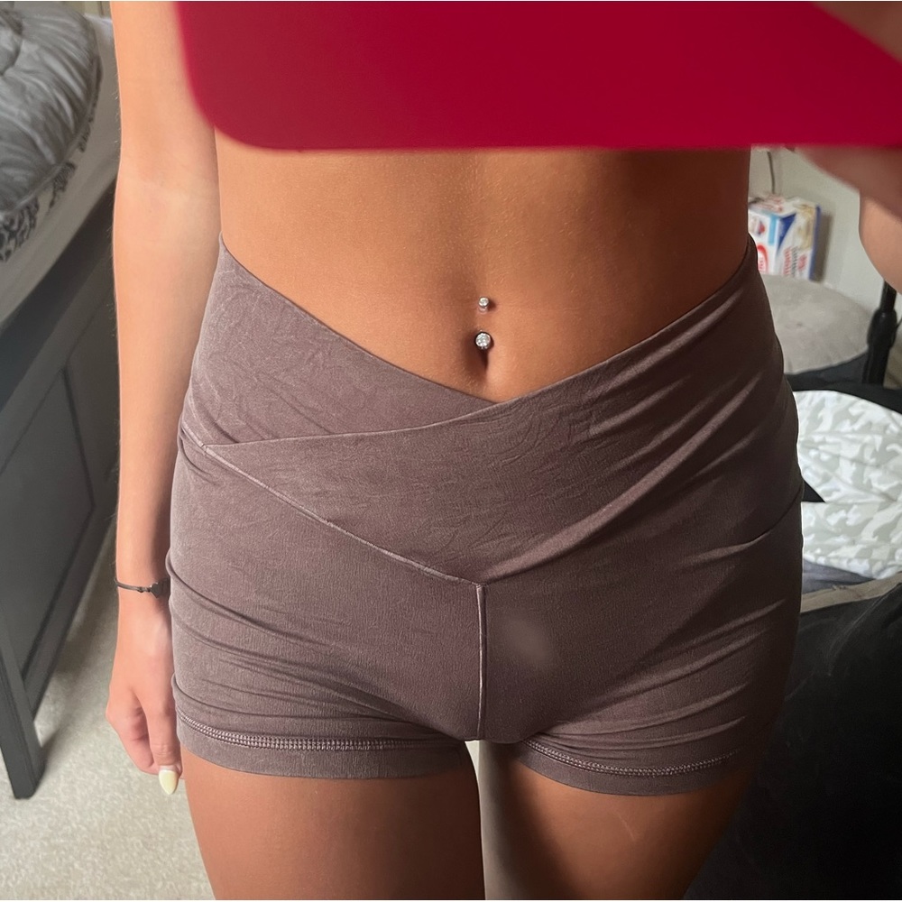 aerie high rise crossover shorts